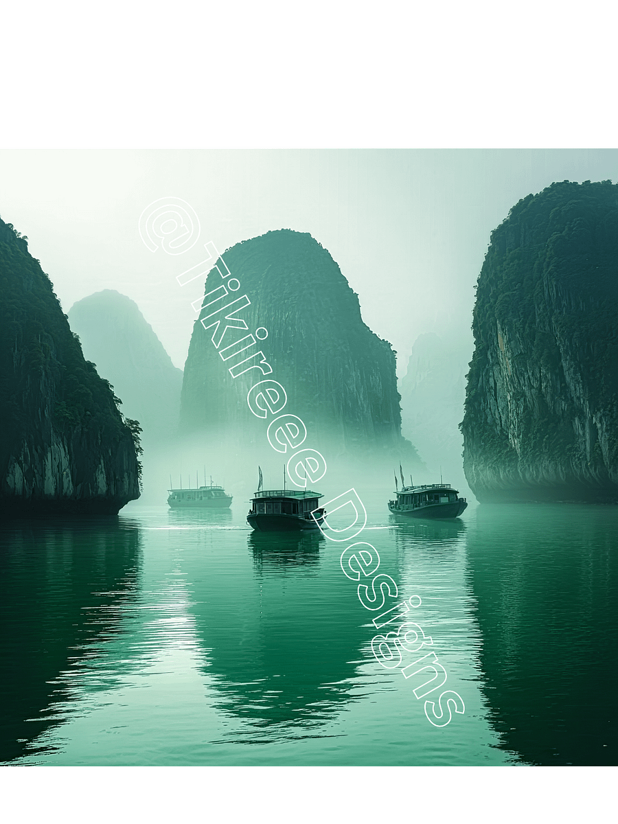 Mystical boat trip through misty rocky landscape product image (1)