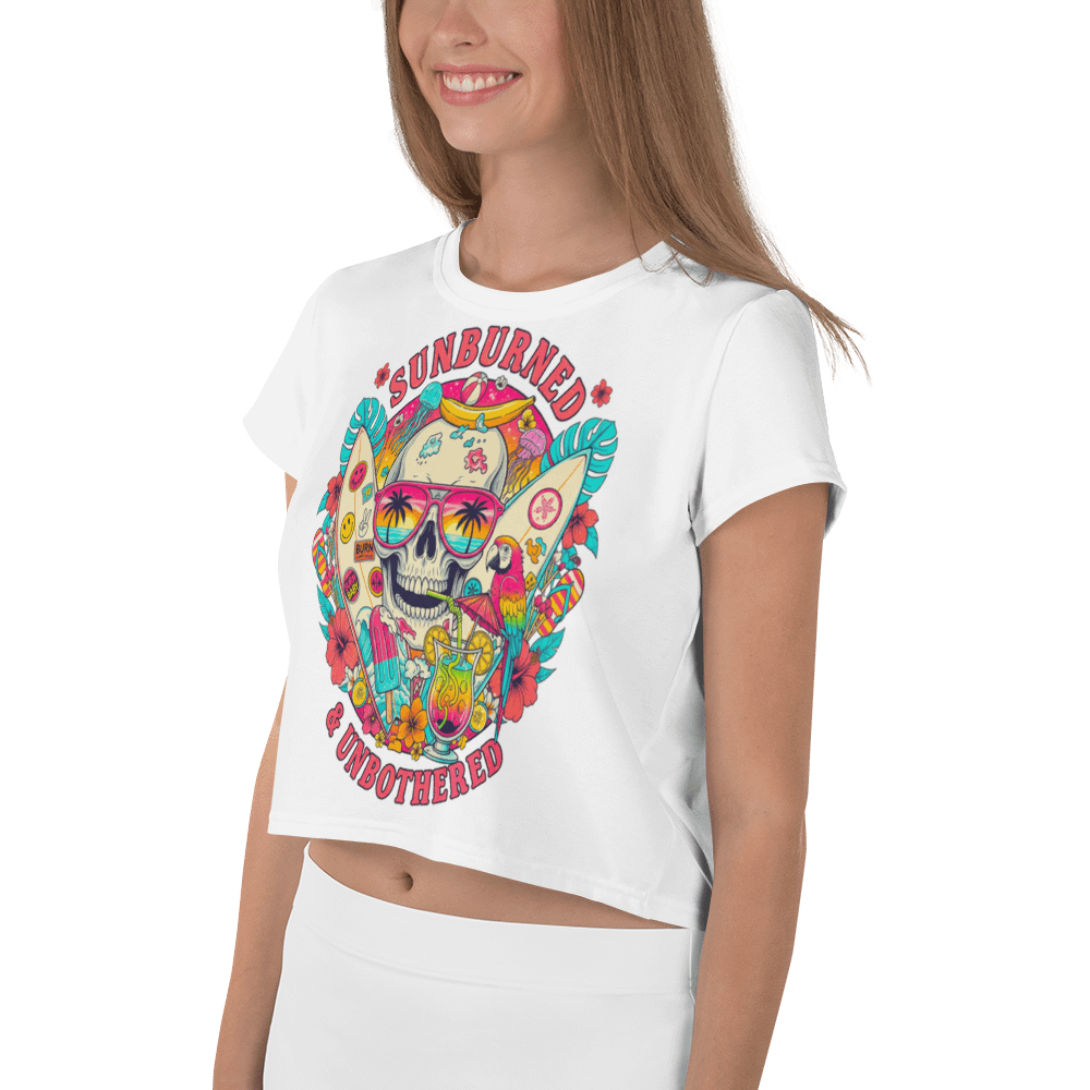 Sunburned & Unbothered — Retro Summer Skull Vibes T-Shirt product image (3)