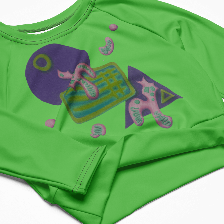Shape Shenanigans Green Long Sleeve Crop Top product image (5)