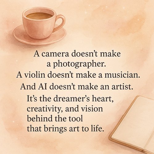 Someone once told me they didn’t like my art because it was made with AI — and it made me think. 💭

A camera doesn’t make a p...