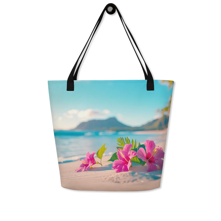 Tote Bag: Escape to Hawaii Beach Purple Hibiscus Flowers Floral Ocean Scene Design product image (8)