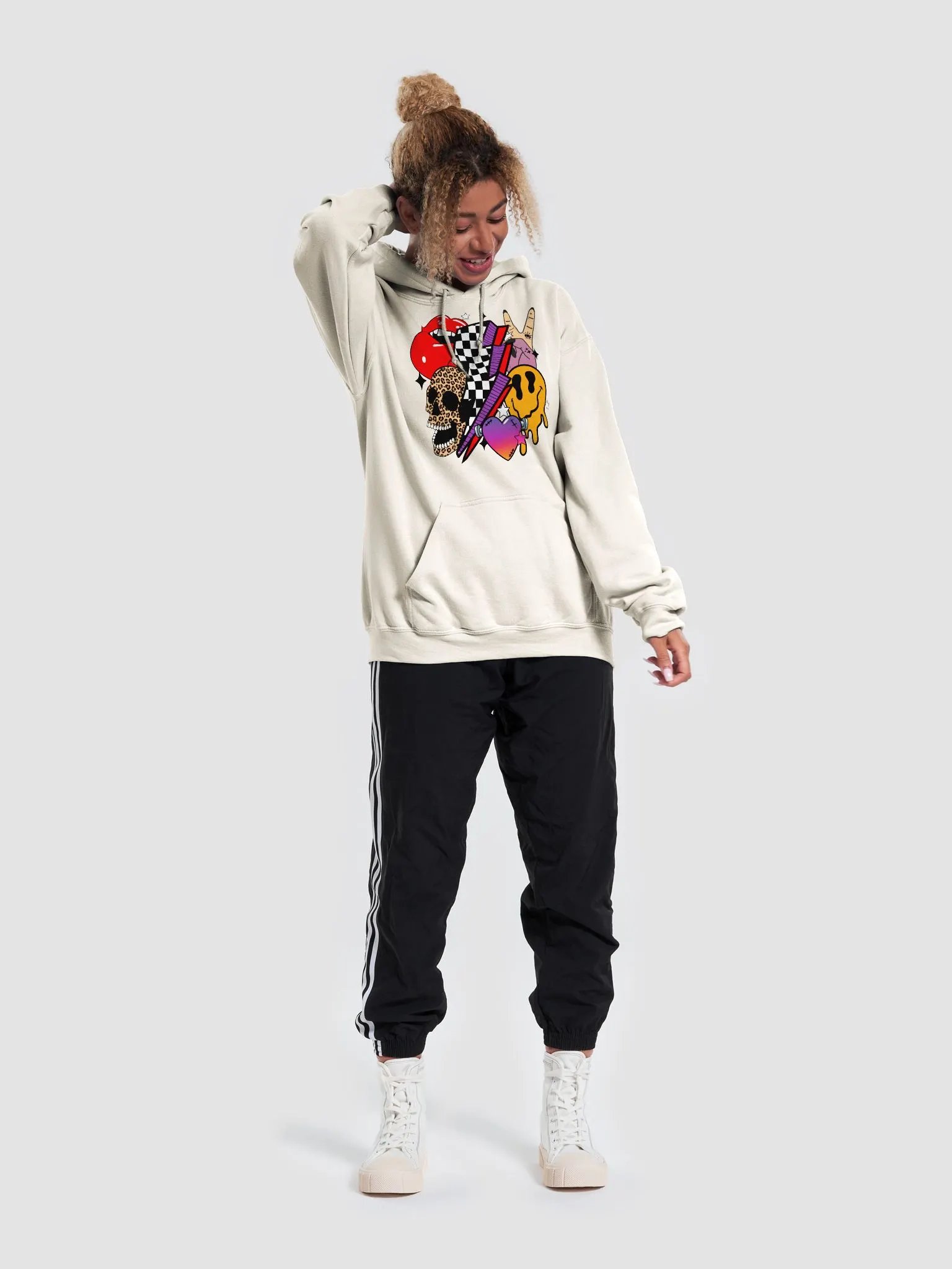 Fall and Halloween Elements Collage Hooded Sweatshirt | Maximalist Fall and Halloween Hoodie Design product image (40)