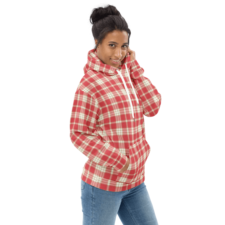 Coral Pink Plaid Hoodie product image (1)