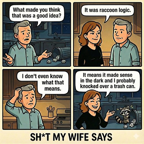 Raccoon logic: It made sense in the dark and something probably got knocked over. 🦝

Welcome to the official debut of SH*T MY...