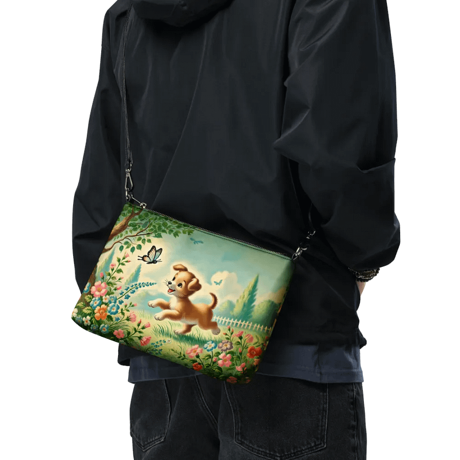 Puppy Butterfly Flower Garden Crossbody Bag - Retro Purse product image (9)