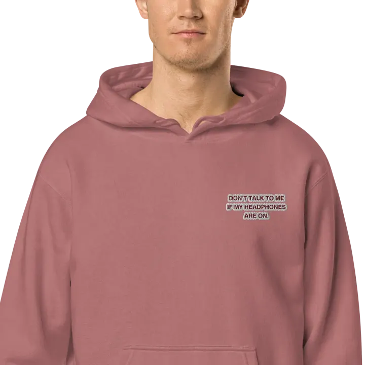 L.C. HEADPHONES ON (maroon bubble design) embroidered pigment hoodie product image (2)