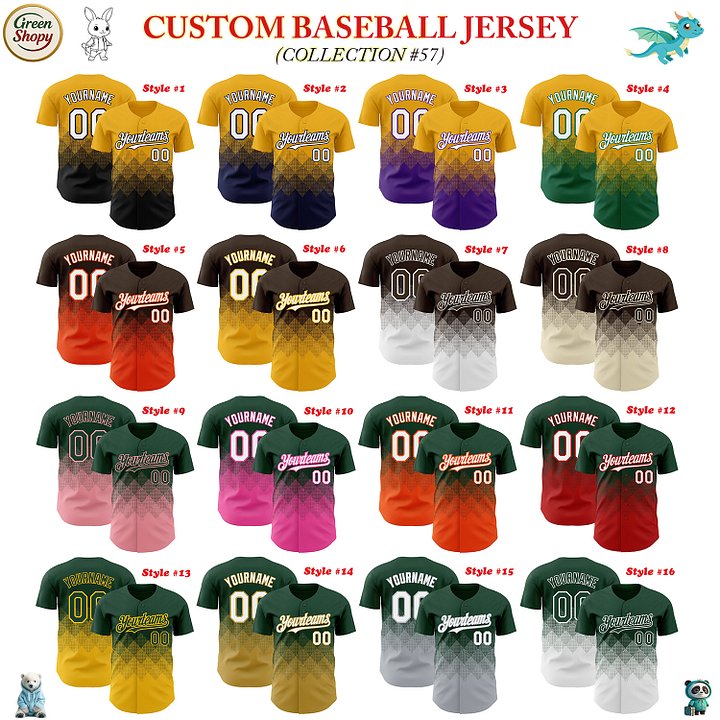 Authentic Baseball Jersey, Custom Baseball Jersey, Personalized Sport Jersey, Colorful, Number, 3D Gradient Square Shape product image (181)