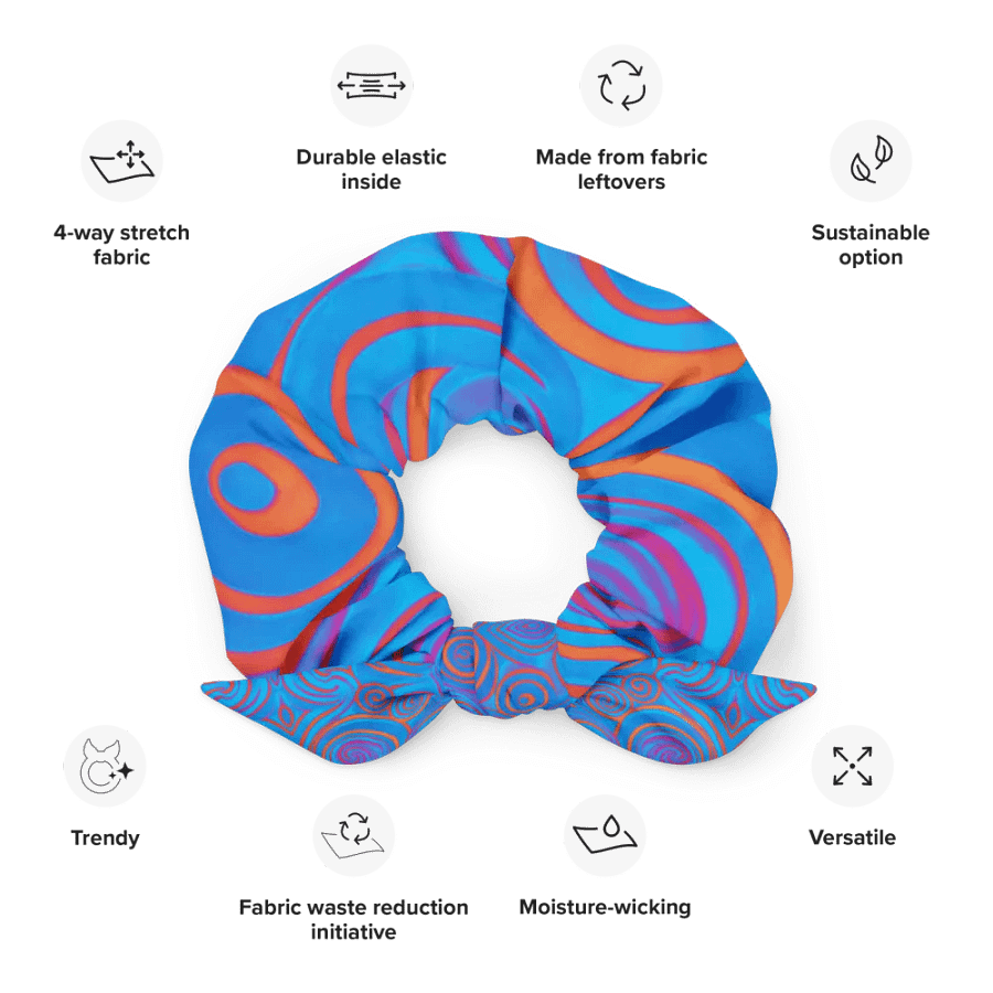 Funky Blue Dreams Liquid Tie-Dye Scrunchie product image (10)
