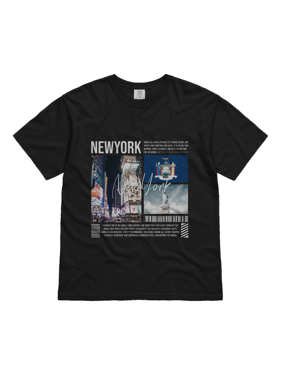 New York City Skyline Graphic T-Shirt – Times Square & Statue of Liberty product image (1)