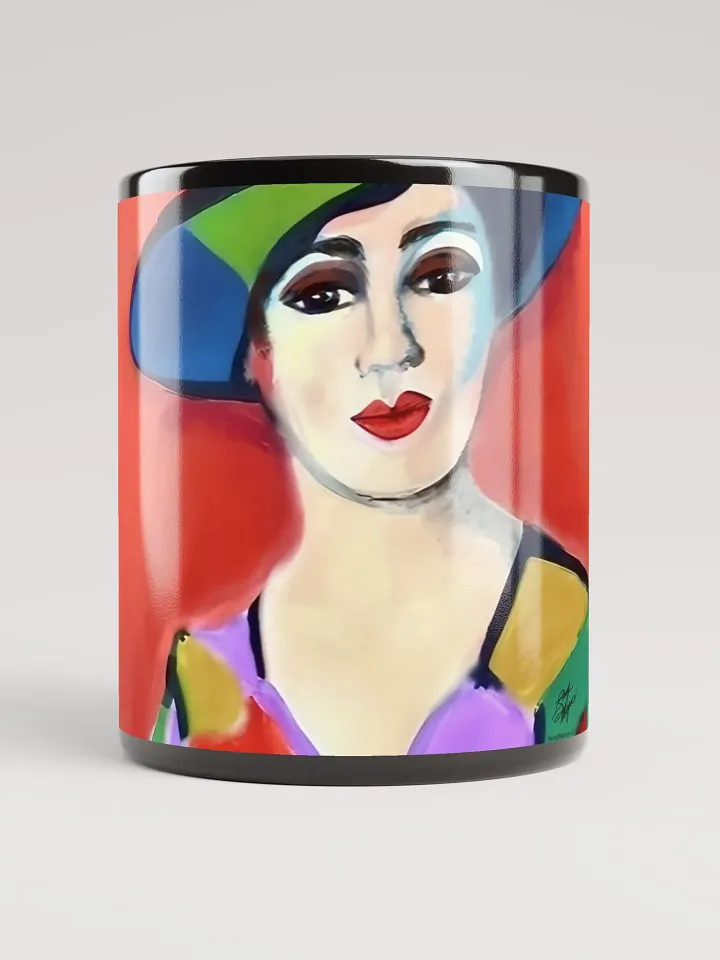 Donna with Hat Black Glossy Mug product image (2)