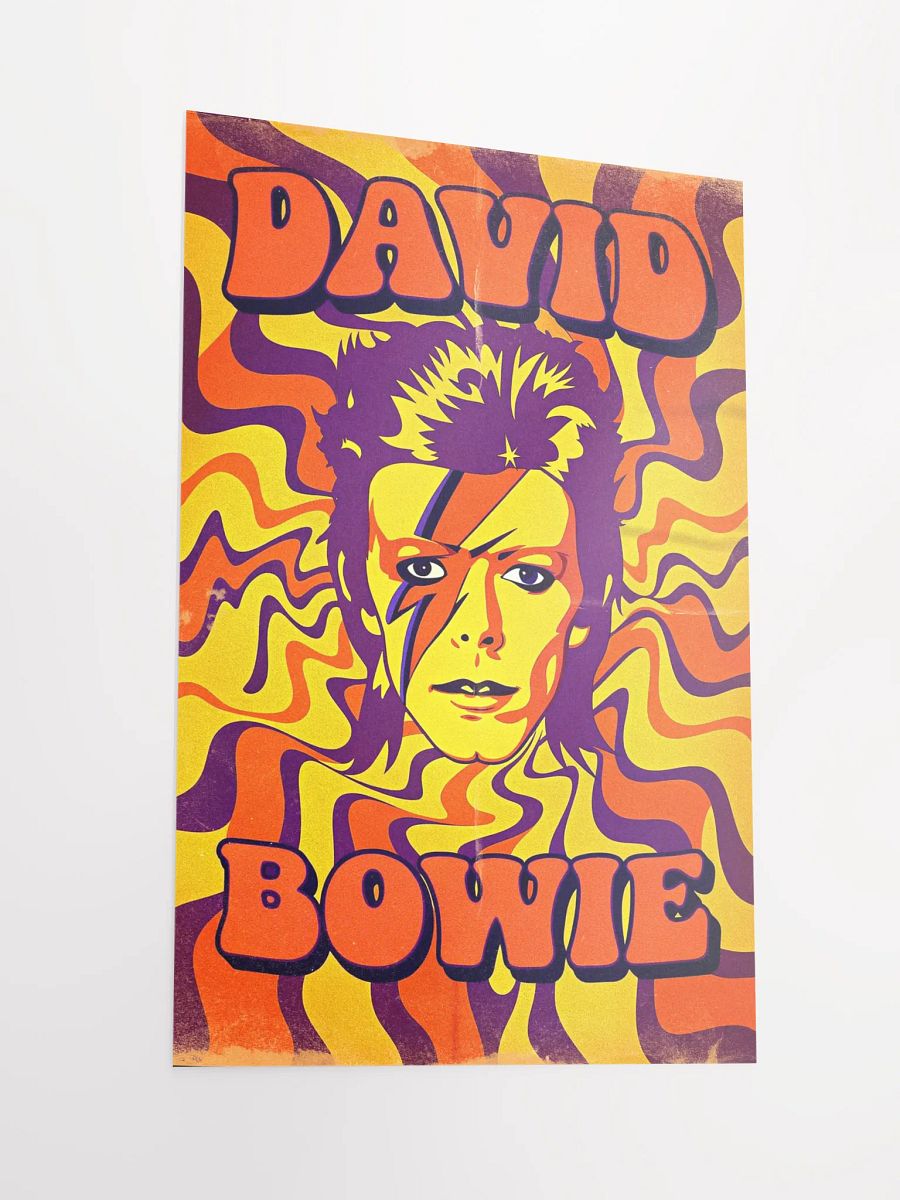 David Bowie Ziggy Stardust Poster - Psychedelic Aladdin Sane Print, Orange Yellow Purple Wall Art, Glam Rock Retro Music Decor product image (31)