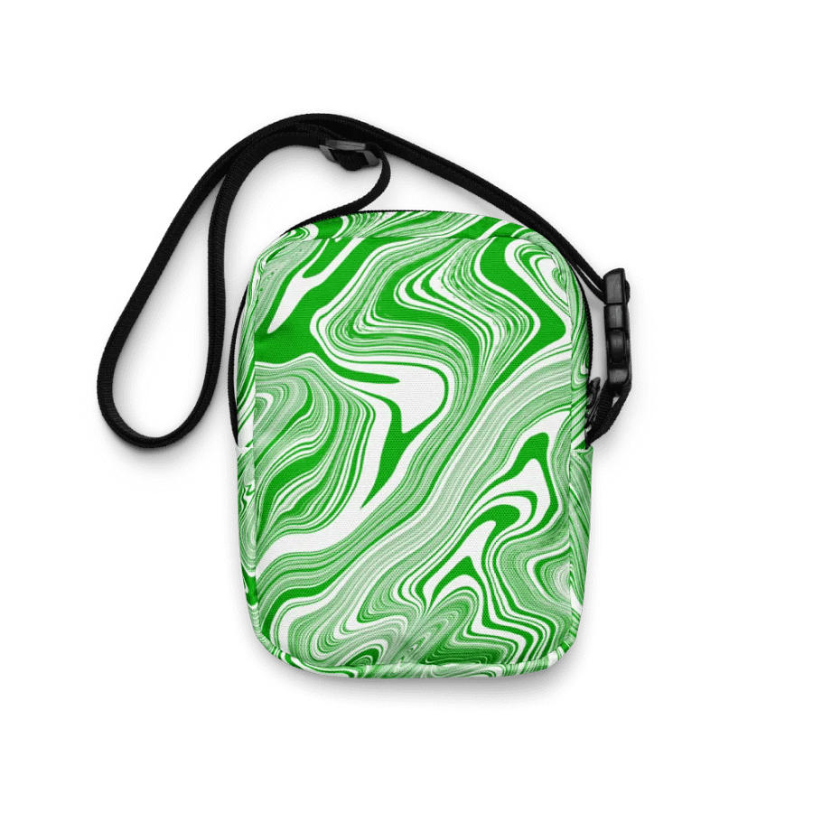 Utility Crossbody Bag - Green and White Liquid Swirls product image (1)