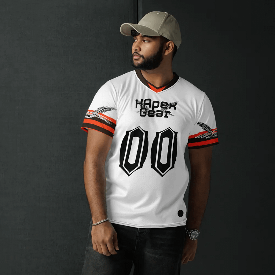 Dieter - White - Recycled Unisex Sports Jersey - Black HApex Gear Black Logo product image (6)