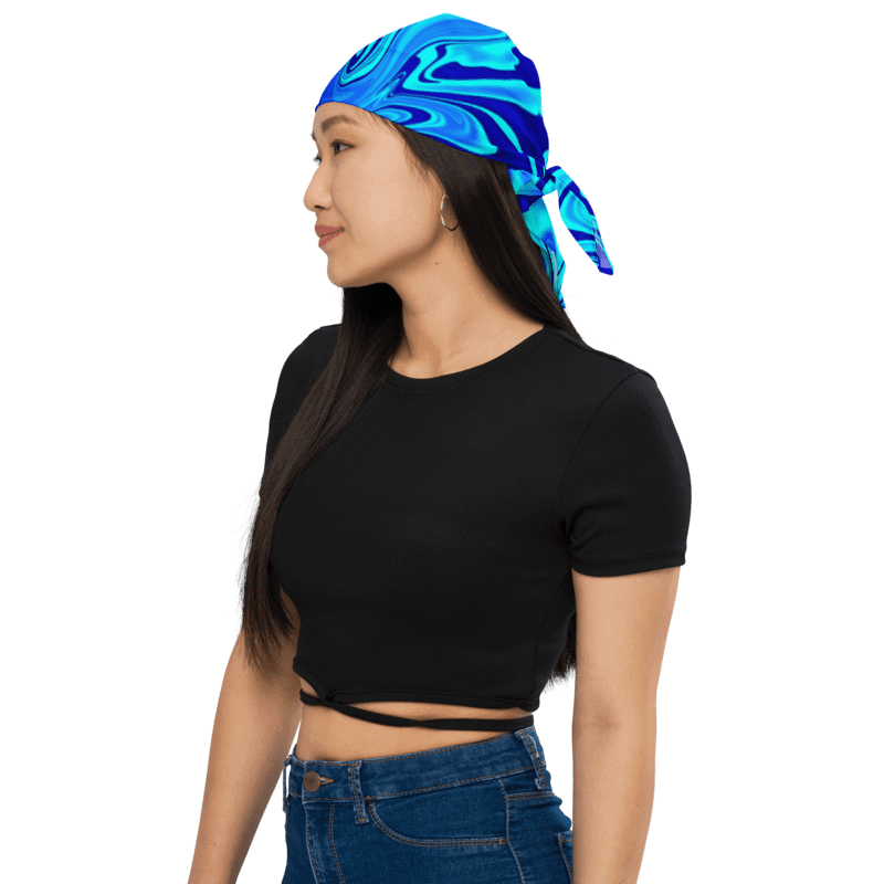 Bandana - Light and Dark Blue Digital Fluid Art product image (1)