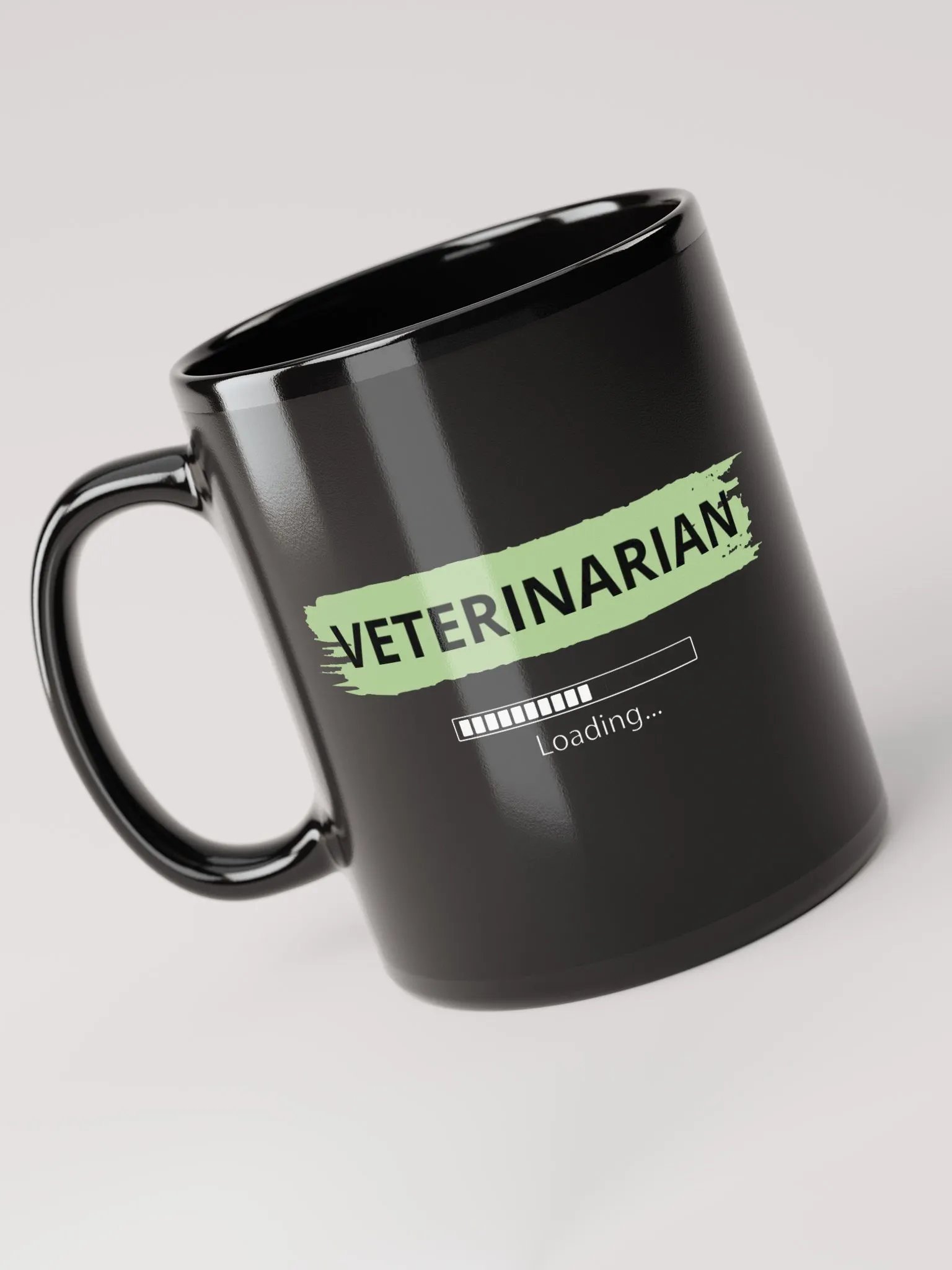 "Vet loading" black glossy mug product image (5)