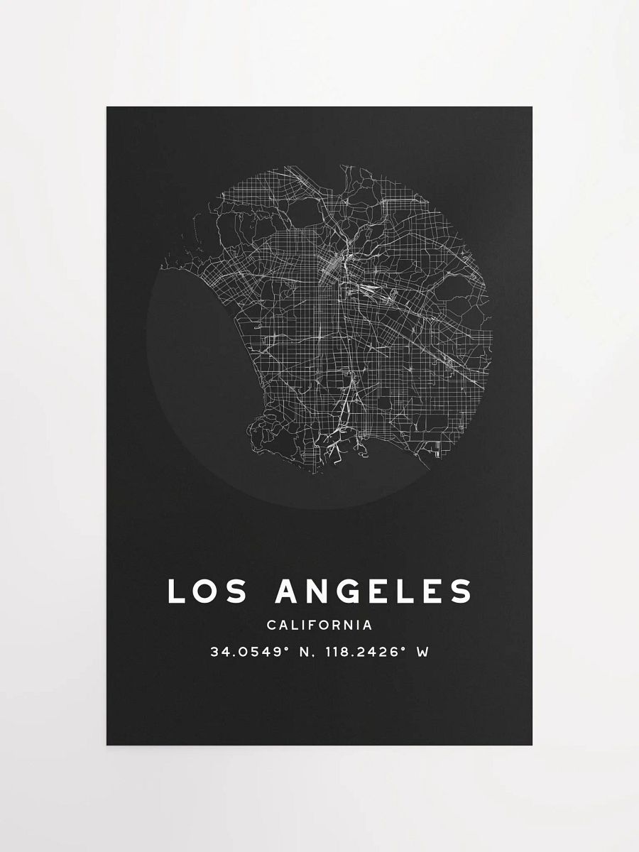 Los Angeles Street Map Poster – Black Minimalist Circular City Art product image (4)