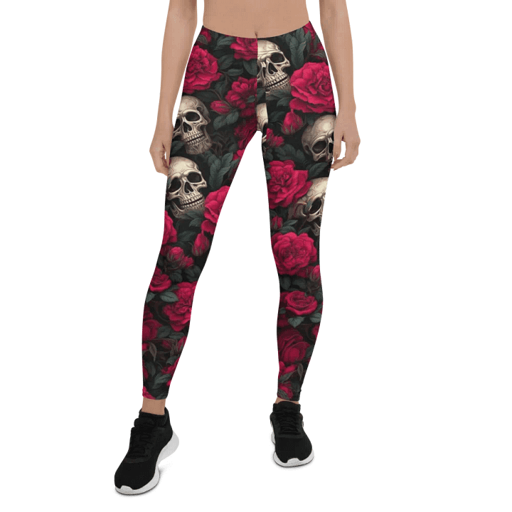 Leggings – Skulls and Roses Print for Edgy & Bold Style product image (1)