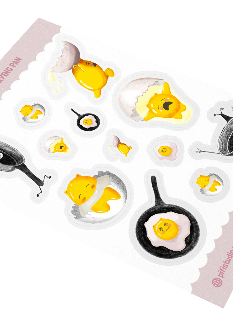 Funny Egg Sticker Sheet – Keggs vs. Mr. Frying Pan | Cute Vinyl Stickers for Journals, Water Bottles & Gifts product image (3)