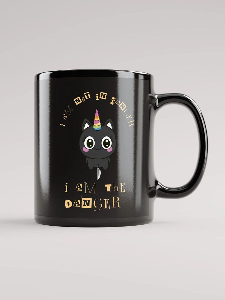 Dangerous Kitty Unicorn Glossy Black Mug product image (1)
