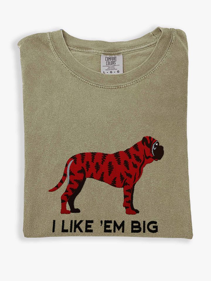 I Like 'Em Big T-Shirt(Embroidered) of an English Mastiff(Brindle) product image (1)
