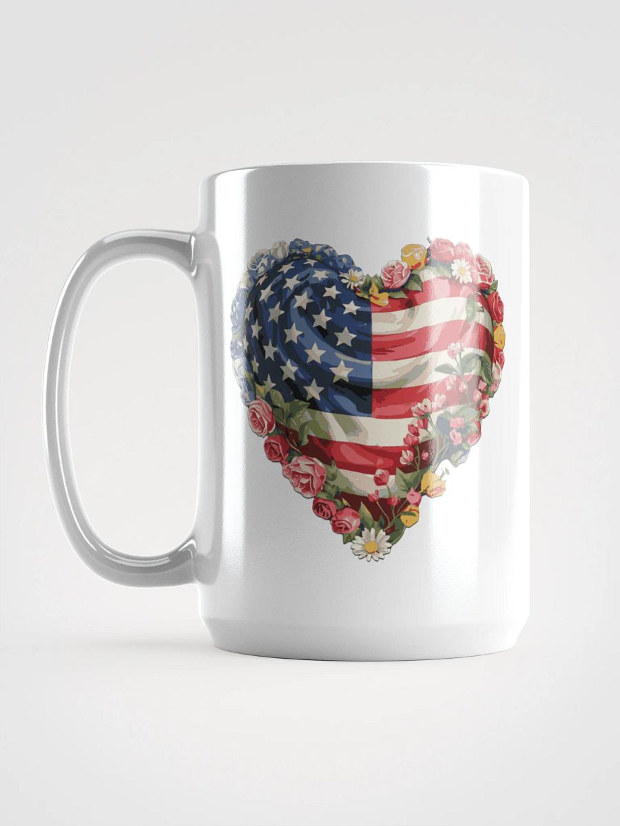 American Flag Heart Mug with Flowers – 4th of July Patriotic Floral product image (6)