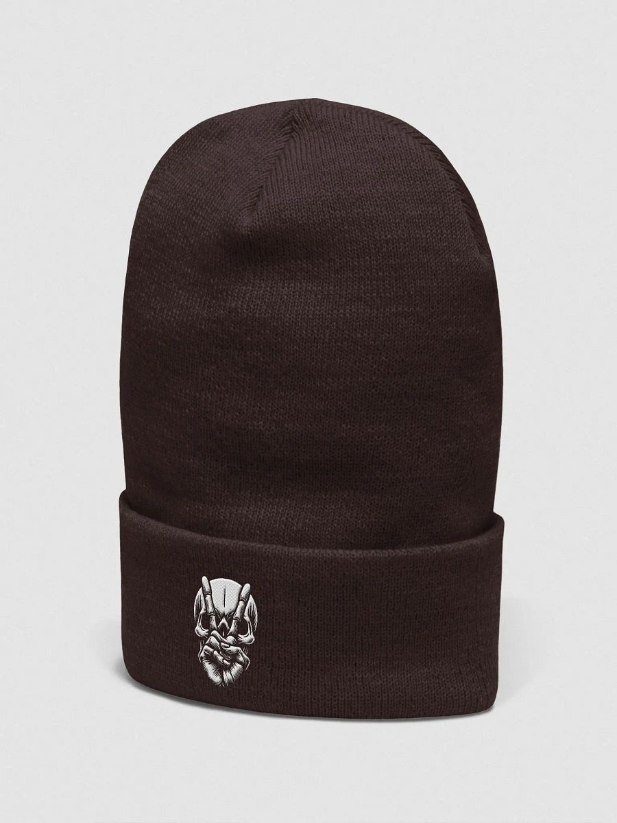 Skull Pixel Art Cuffed Beanie | AI Design peace skull image product image (3)