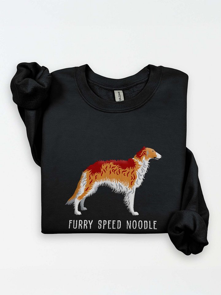 Furry Speed Noodle Sweatshirt (Embroidered) of a Borzoi(Tan & White) product image (1)
