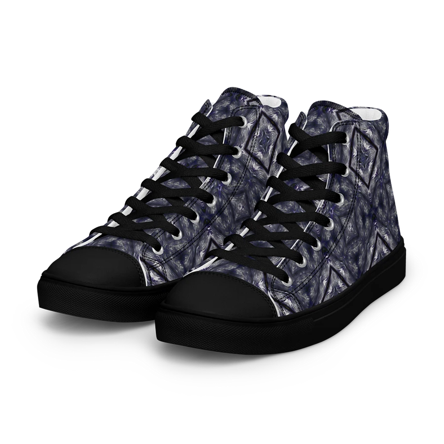 Abstract Dark Monochrome Diamond Men's Black Toe Canvas Shoe High Tops product image (4)