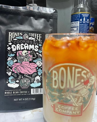 Made a cookies and scream cold brew from @bonescoffeecompany, and let me tell you it is very tasty! Streaming now for CoffeeZ...