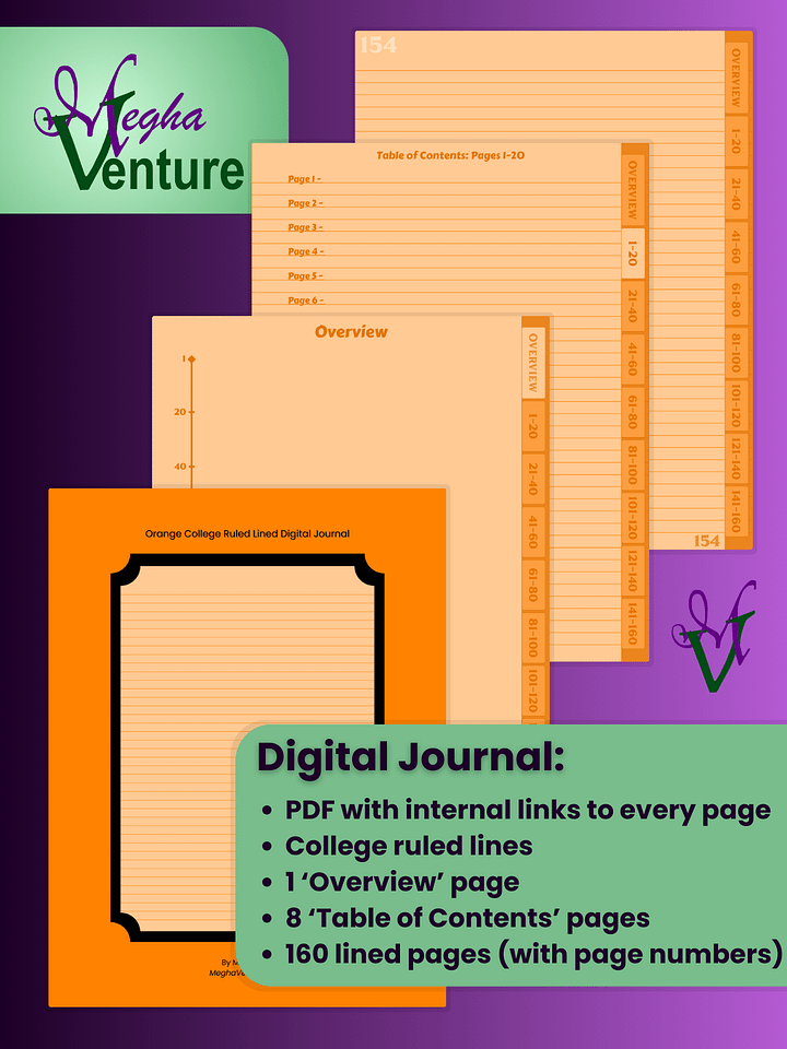 Orange College Ruled Lined Digital Journal product image (1)