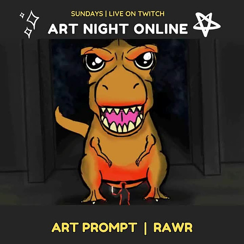 It's Sunday so we play #tunes and make #art! Join us on #Twitch NOW! Today your prompt is #Rawr! Art by the amazing Alf_cach ...