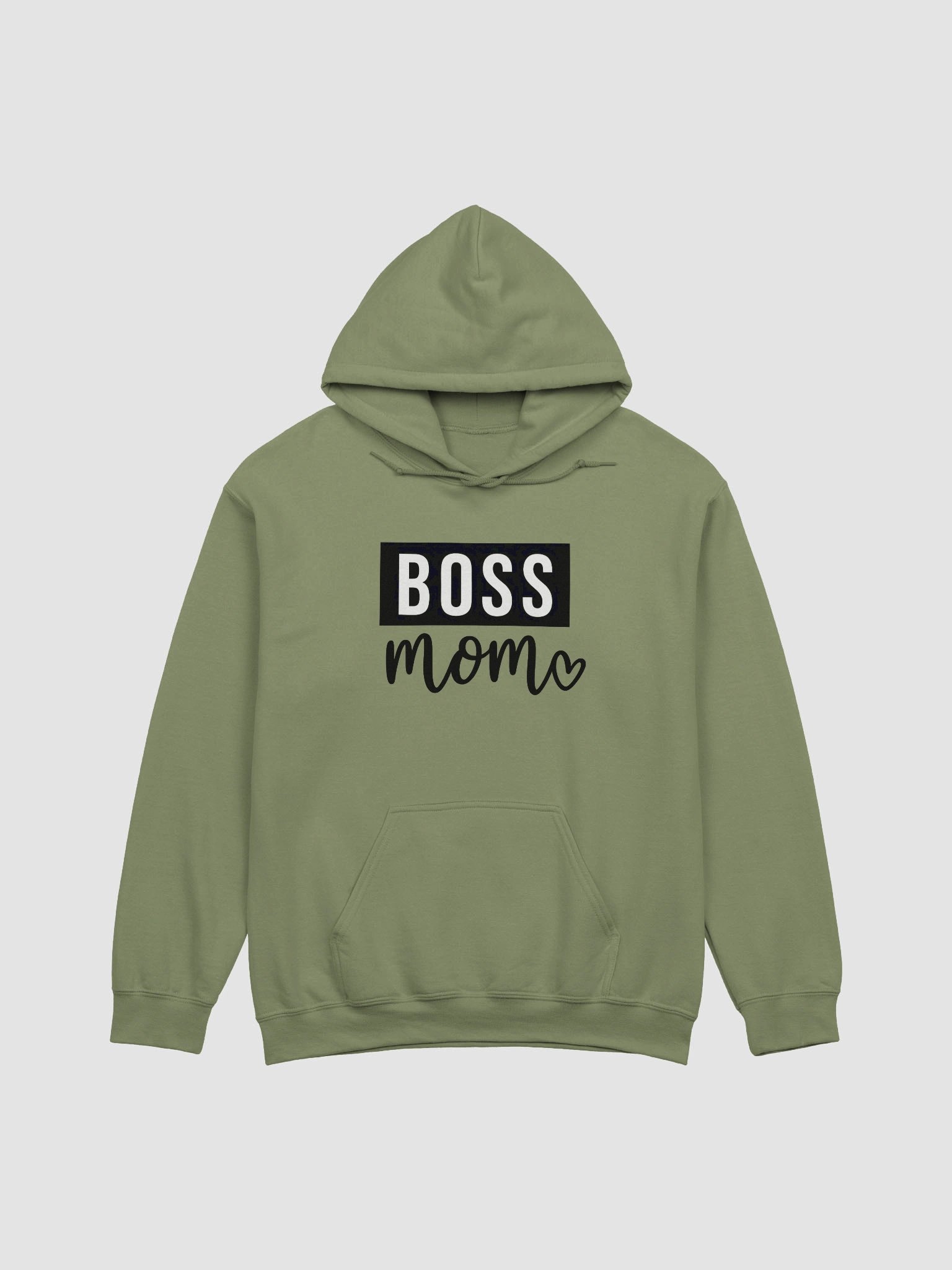 Boss Mom Hoodie – Bold Monochrome Graphic with Heart Detail for Powerful Moms product image (1)