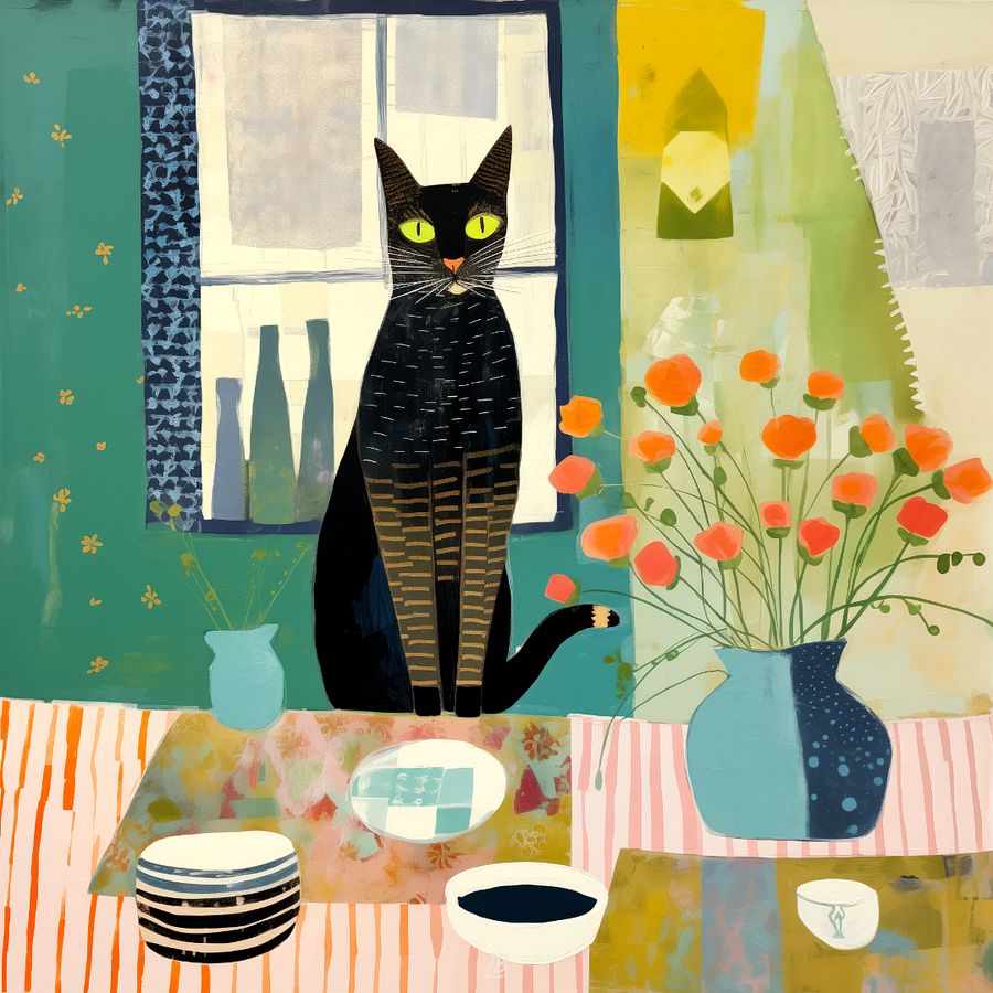 Art2401-35 Eclectic Cat Still Life - Digital Download product image (1)