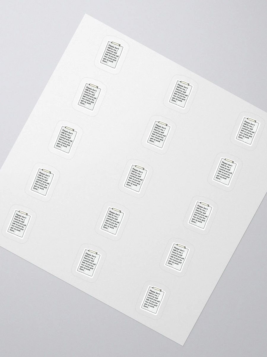 I NEED To Work Sticker (SMALL Sheet) product image (2)