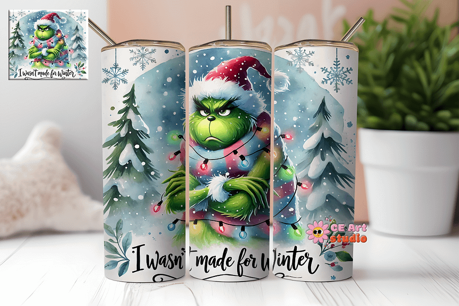 Grinch Christmas Tumbler Wrap PNG product image (1)