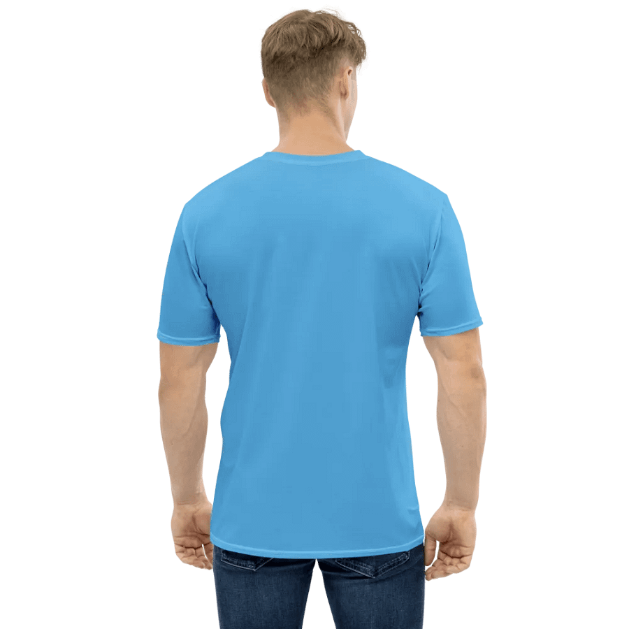 Plain Sky-Blue True Summer Men's Crewneck Polyester Heavyweight Premium T-Shirt by Treasure Pie product image (3)