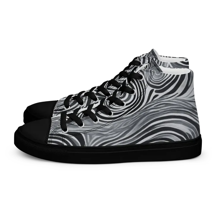 Funky Black and White Noir Liquid Tie-Dye Women's High-Top Canvas Shoes product image (2)