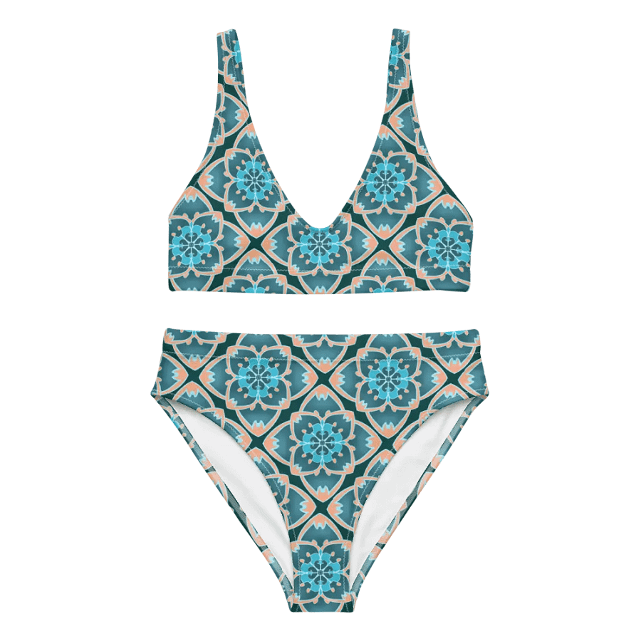 Beautiful Green Pillow Pattern High Waisted Bikini product image (3)