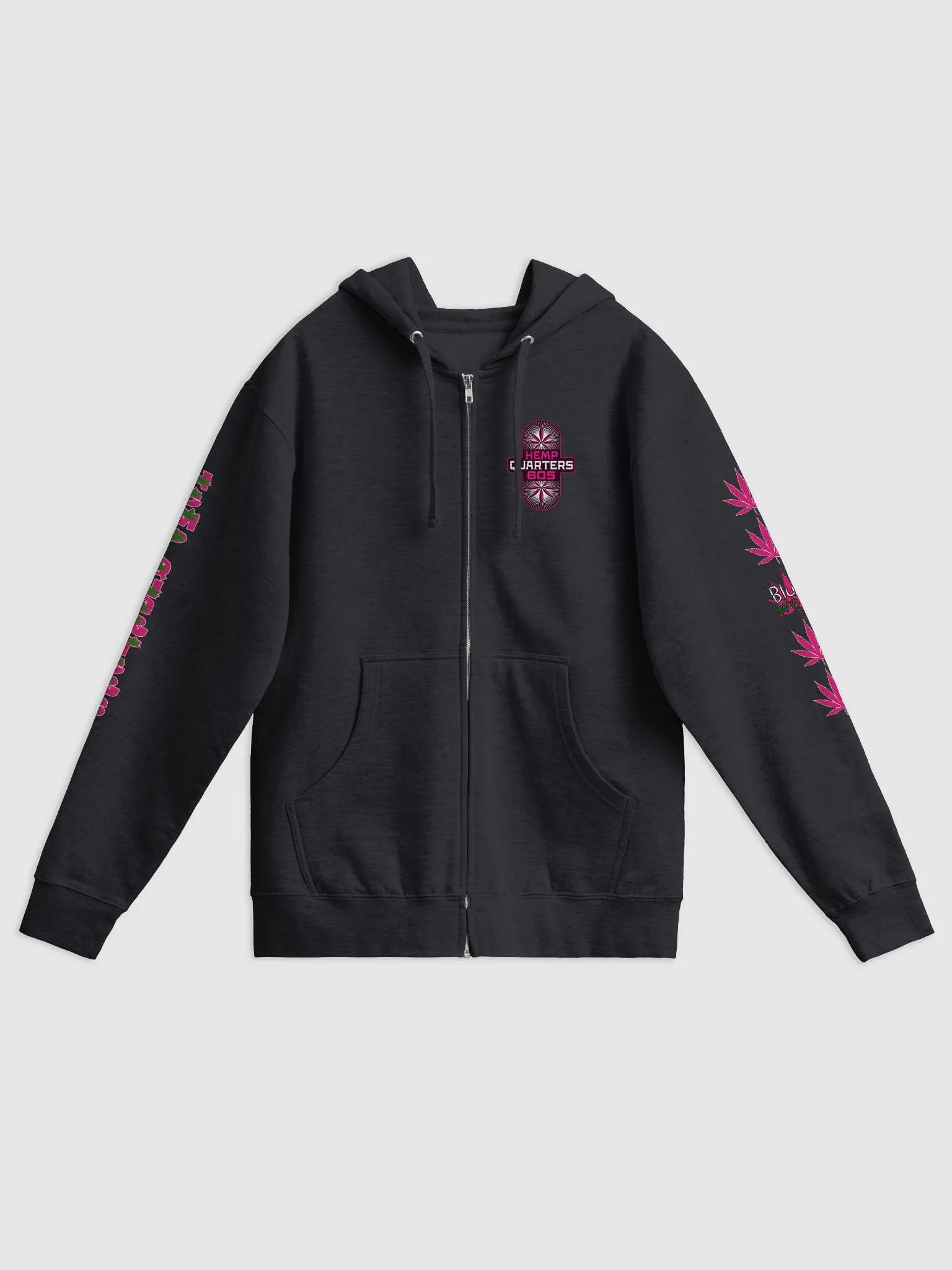 Hemp Quarters Pink Front/Read/Sleeves Zipper Hoodie product image (1)