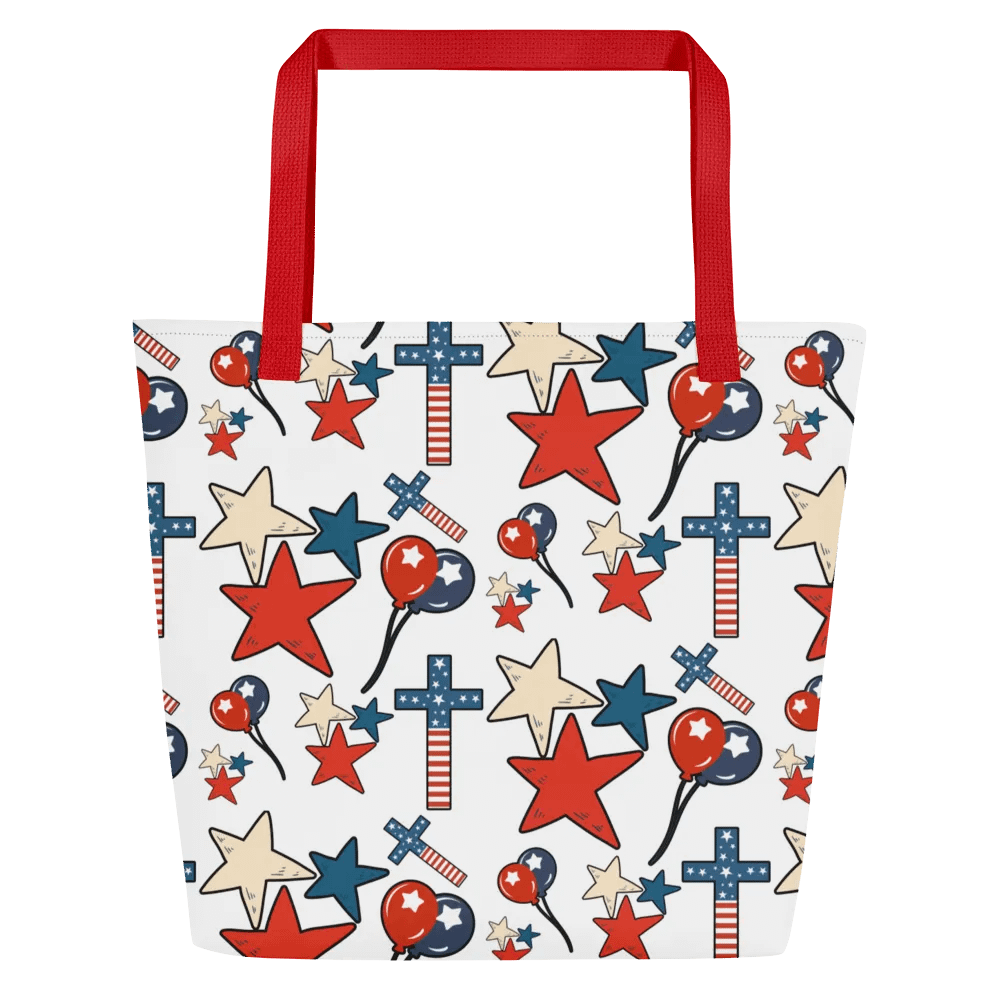 Red, White And Blue Stars And Crosses Tote Bag product image (5)
