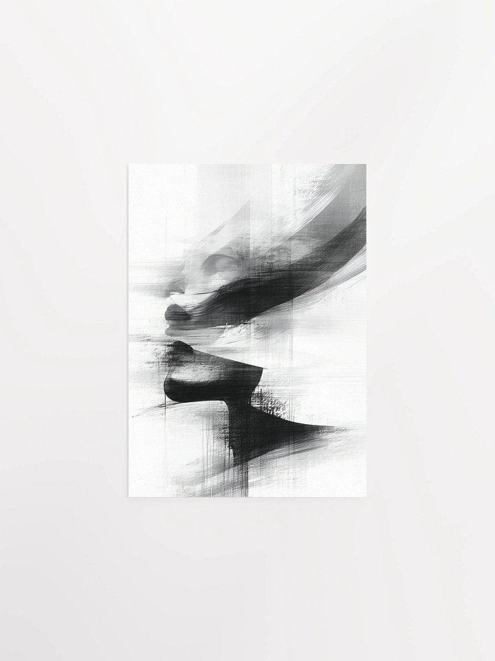 Fluidity in Motion Poster Black & White Abstract Minimalist Wall Art Print, Modern Monochrome product image (9)