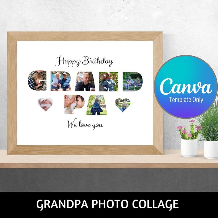 Happy Birthday Grandpa Photo Collage Canva Template product image (1)