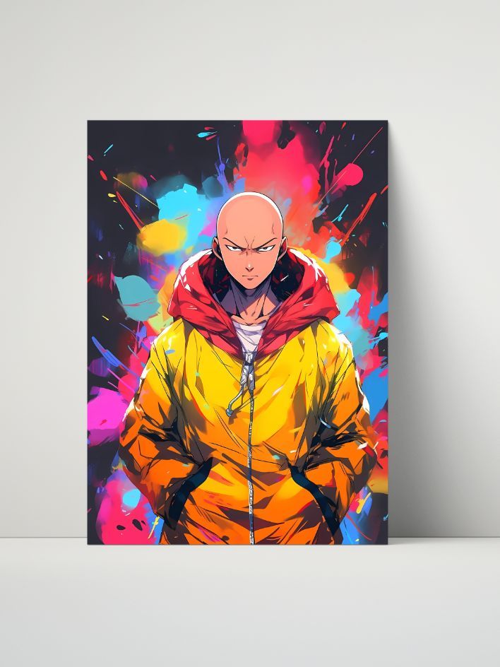 One Punch Man Saitama Casual Drip Metal Print – 8x10 product image (1)