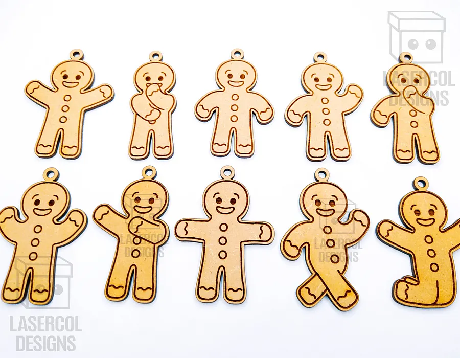 Gingerbread Cookies Christmas Ornaments Set 1 - Laser Cut Files product image (6)