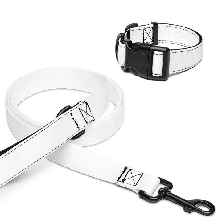 White Zenith Blank Canvas Pet Collar & Leash Set product image (1)