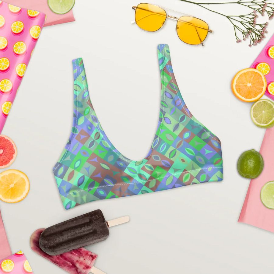 Colorful Vector Patterns Design Padded Bikini Top - v7 product image (6)