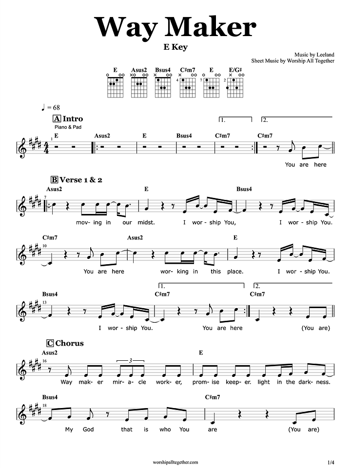 Way Maker - Leeland Live | Sheet Music, Chord, Lyrics product image (1)