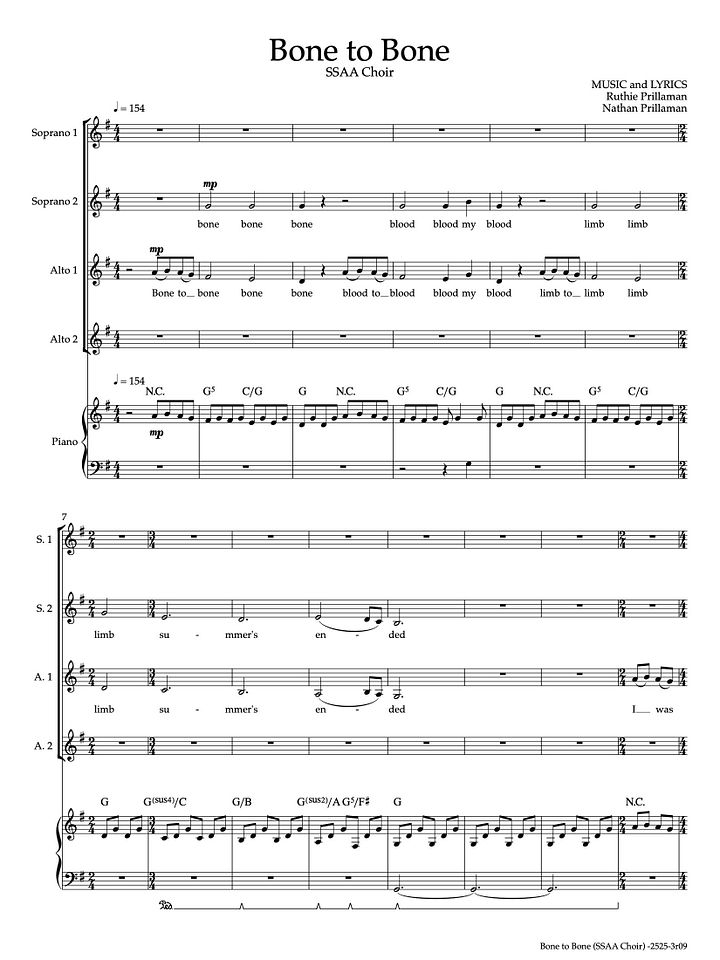 Bone to Bone Sheet Music - SATB and SSAA Choral Arrangements product image (2)