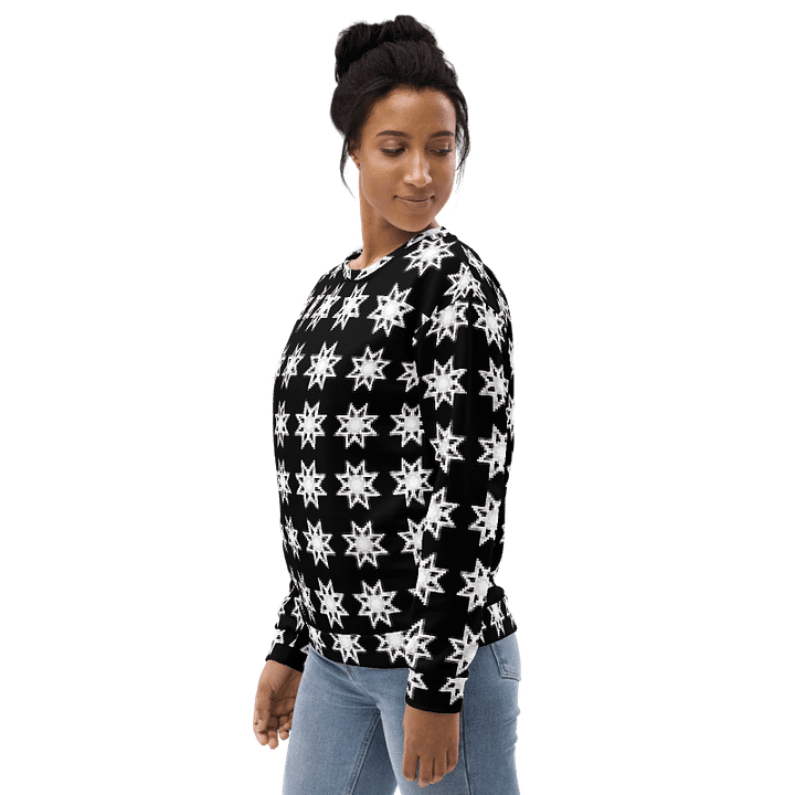 Abstract White Repeating Stars Unisex All Over Print Sweatshirt product image (2)