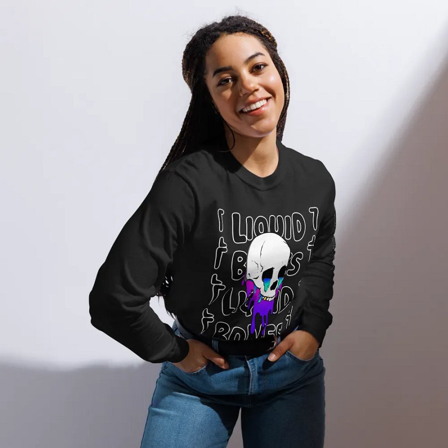 Liquid Bones Melting Skull Long Sleeve Shirt product image (18)